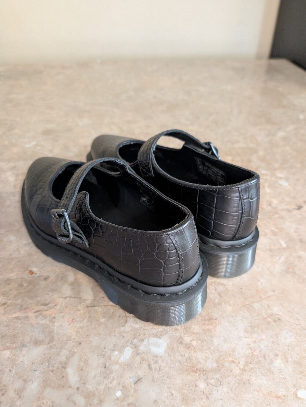 Dr, Martens Scarpe Elphie Mary Jane Emboss Leather Shoes In Black Women's Size 5 - Picture 4 of 11